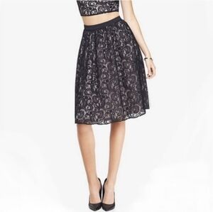 Express Black Lace Tulle Floral Skirt 8